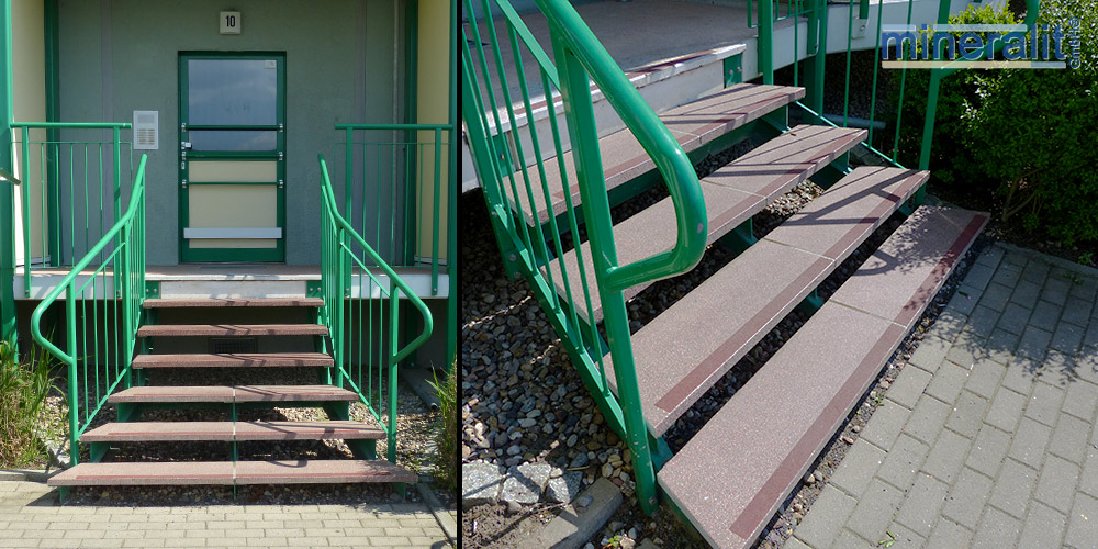 dauerbeständige Treppenstufen, freitragend