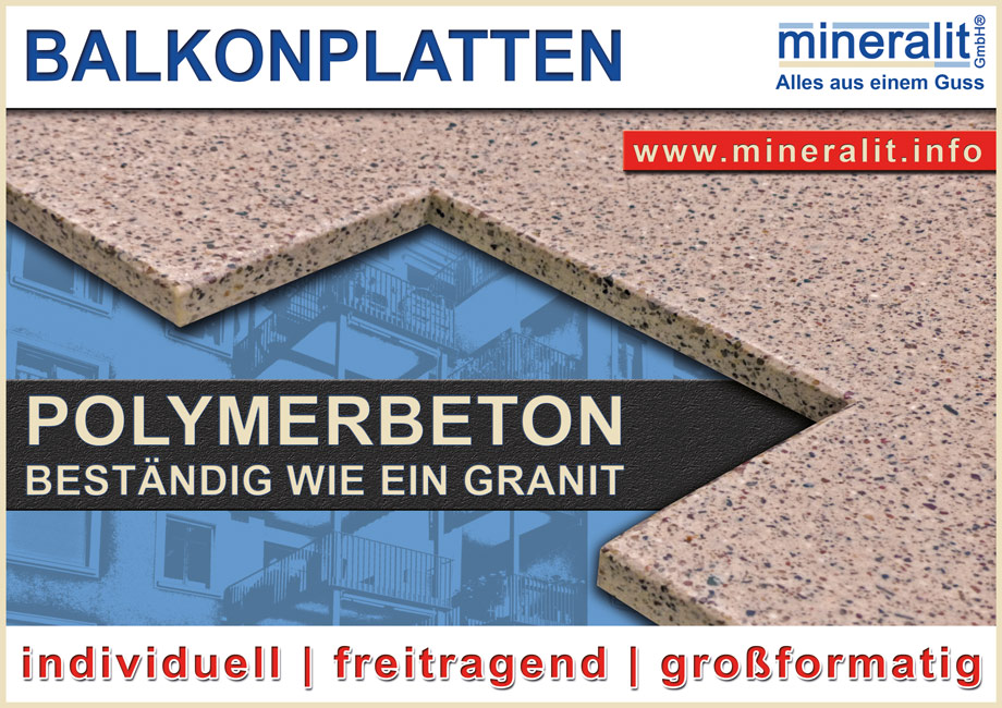 Balkonplatten in Granitoptik unser Hochleistungswerkstoff Mineralit in der Detailansicht