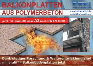 nicht brennbare Balkonplatten aus Polymerbeton