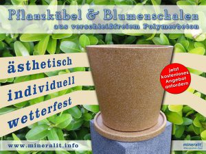 Blumenschalen & Pflanzkübel aus Polymerbeton, beschichtet im Dekor hellbraun