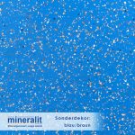 Mineralit Sonderdekor Blaubraun mit Blauer Grundierung und hellbraunen Schnipsel