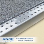 Randausführung für Plattenelemente aus Mineralit unser Edelstahl - Trittkantenschutz