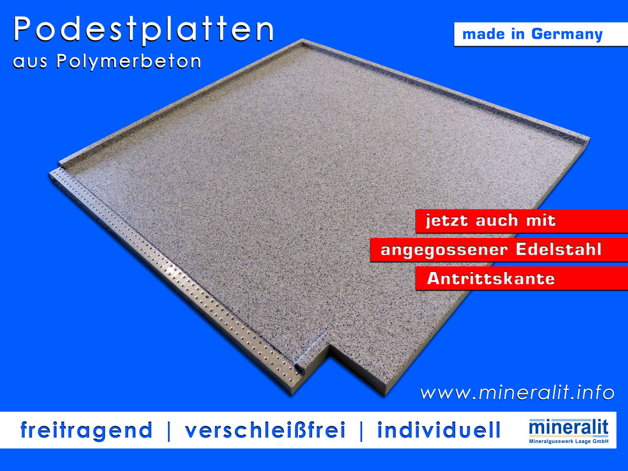 Podestplatten aus verschleißfreiem Polymerbeton