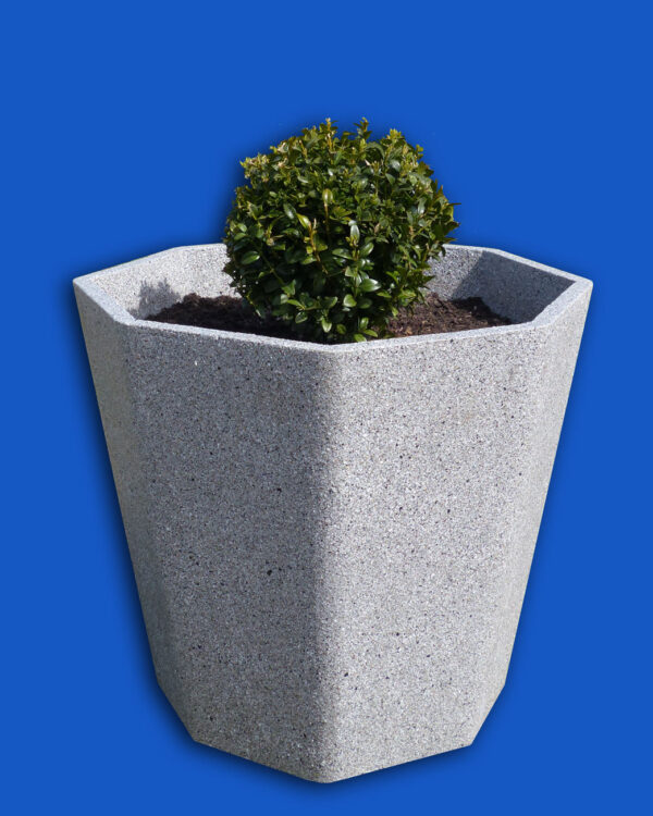 Blumenkübel achteckig, beschichtet im Standarddekor "granit hell"